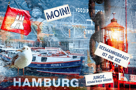 Limitierte Edition Hamburg Abstrakt: MOIN Collage von Inga Lewandowski