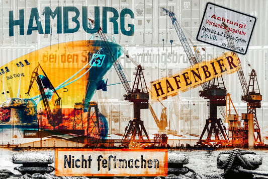 Limitierte Edition Hamburg Abstrakt. "Hamburger Hafen" von Inga Lewandowksi